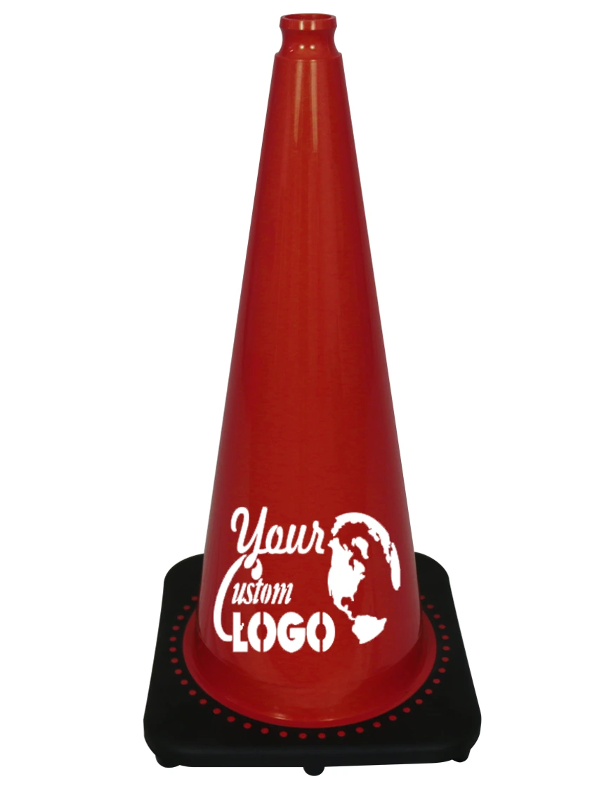 Red 28 inch JBC Traffic Cone with Single Color Graphic