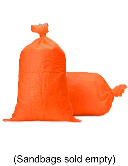 14\" x 26\" Orange Woven Polypropylene Sandbags with Ties (EMPTY)
