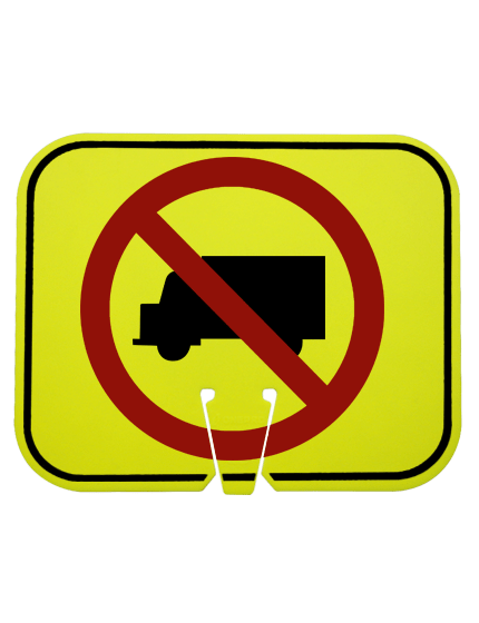 Lime No Trucks Clip On Sign non reflective horizontal