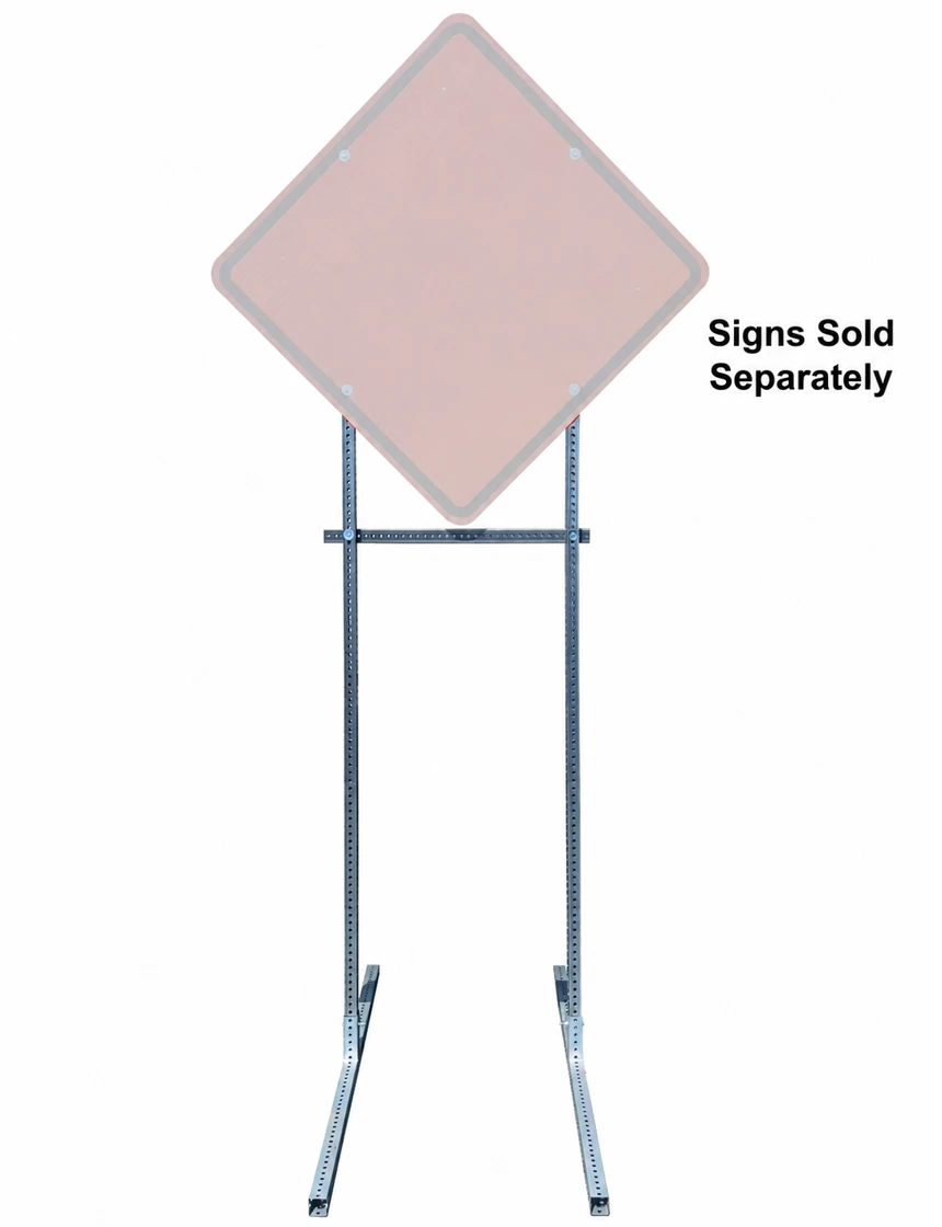 10\u0027 Tall, \"Type 3 Barricade Style\" Steel U-Channel Sign Holder - No Rails