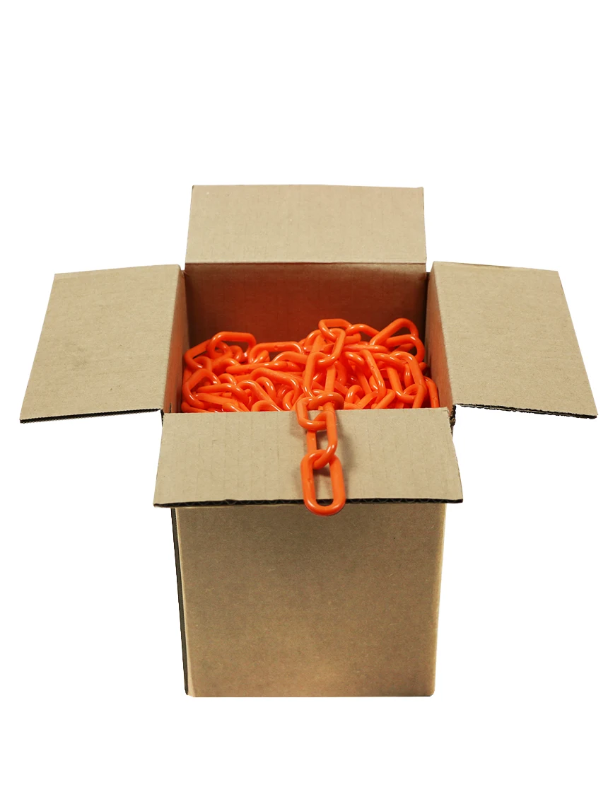 100\u0027 Box of Orange 2\" Link, Standard Plastic Chain