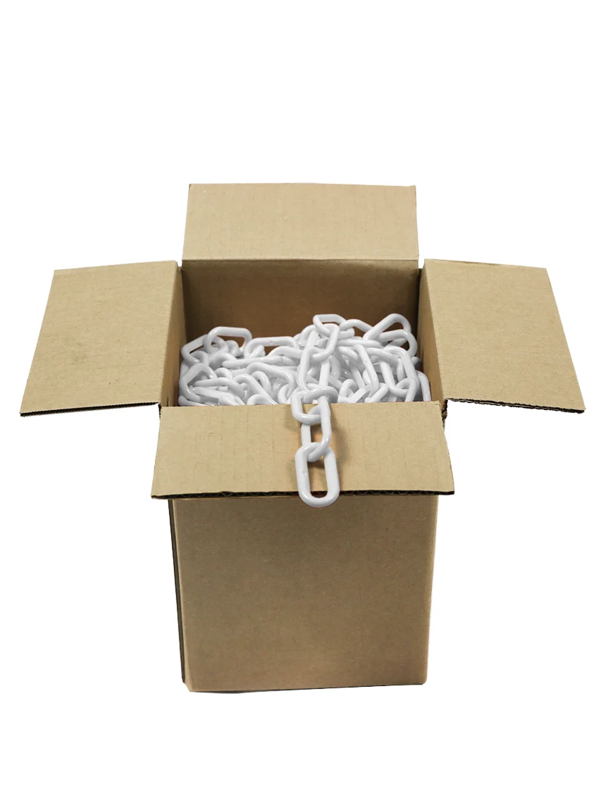 100\u0027 Box of White 2\" Link, Standard Plastic Chain
