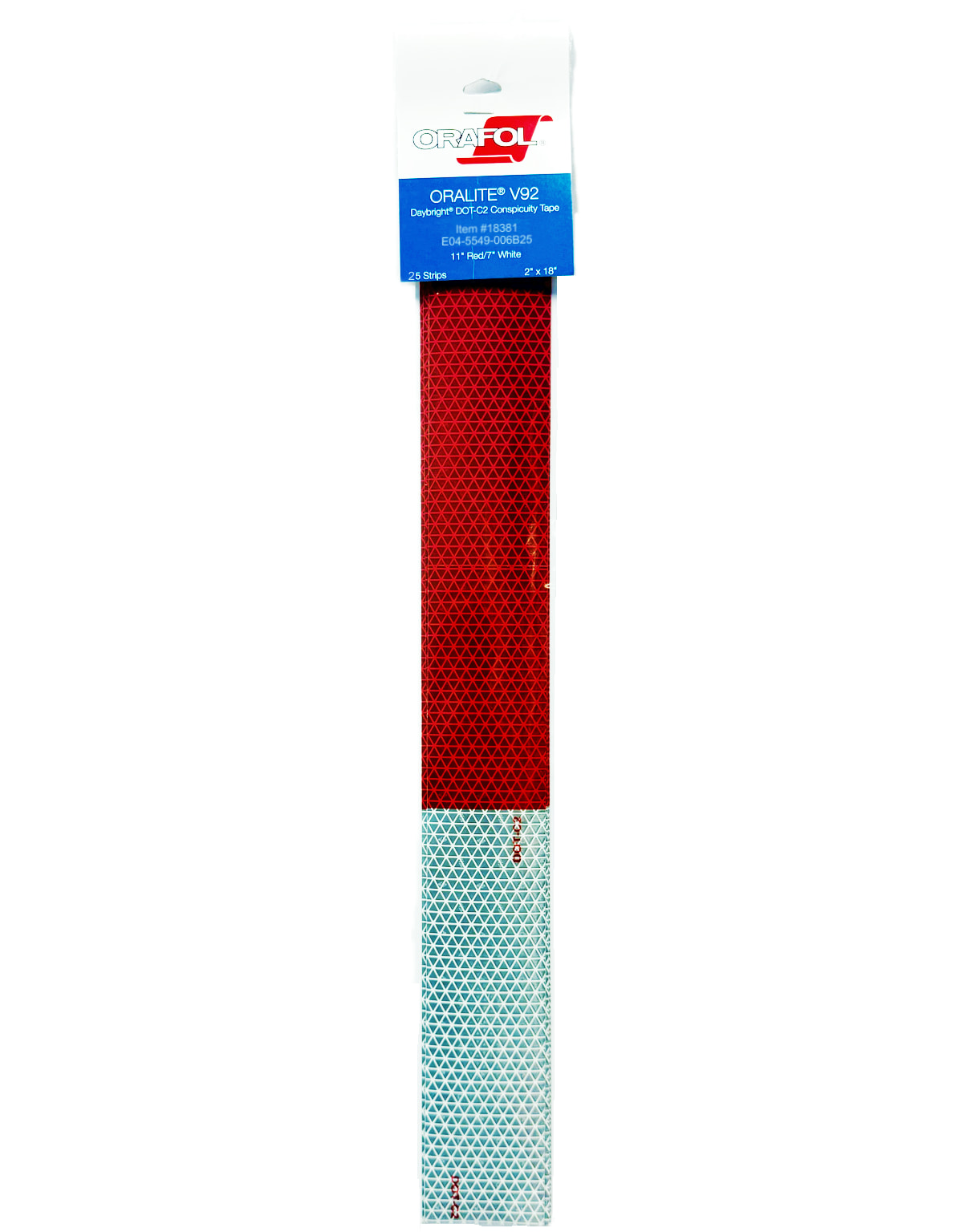 Pack of Twenty-Five (25) 2\" x 18\" Stripes of V92 Daybright® ORALITE® Red \u0026 White Conspicuity Tape