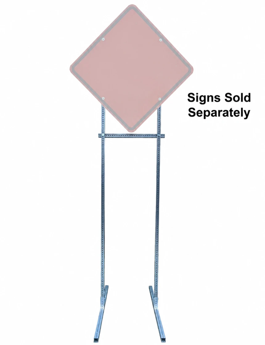 12\u0027 Tall, \"Type 3 Barricade Style\" Steel U-Channel Sign Holder - No Rails