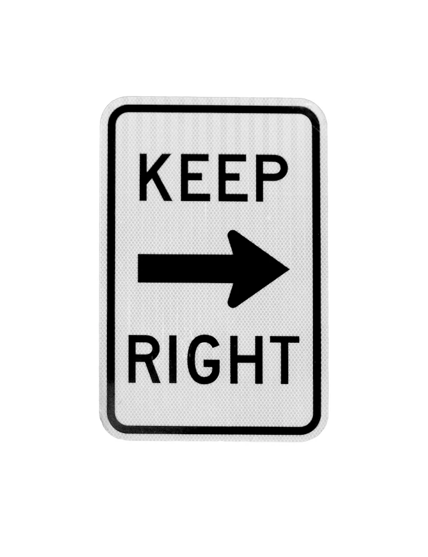 12\" X 18\" KEEP RIGHT Sign with HI Sheeting, 3 Mil ACM