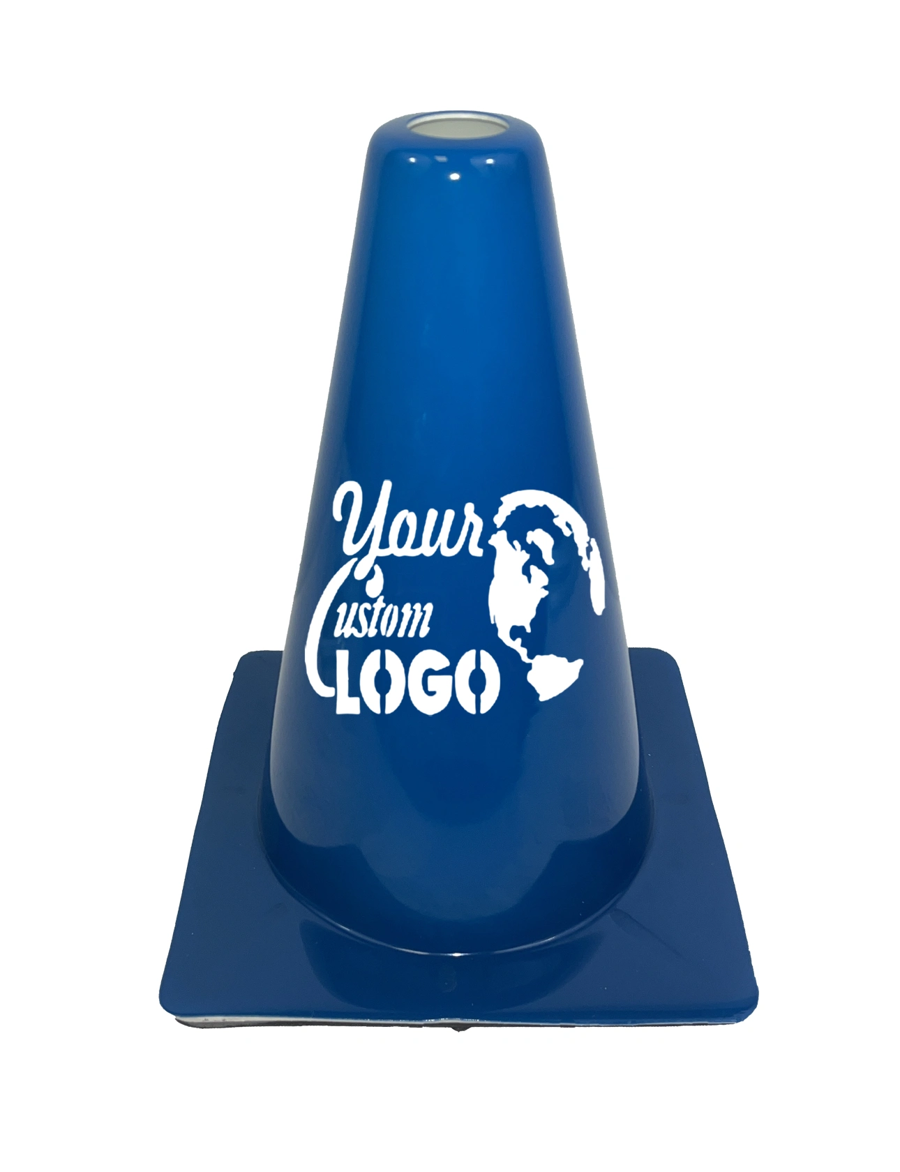 Blue 12\" Traffic Cone with Full Color Graphic