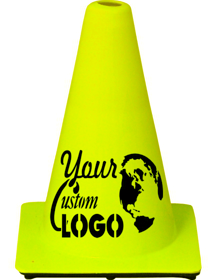 Lime 12\" Traffic Cone with Full Color Graphic