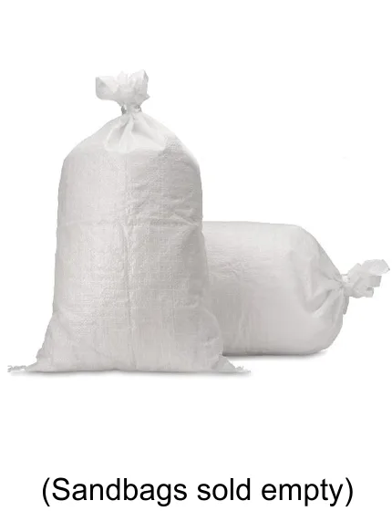 14\" x 26\" White Woven Polypropylene Sandbags with Ties (EMPTY)
