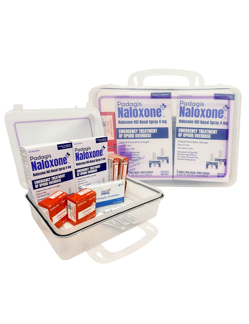 Four (4) Dose Opioid Overdose Response Kit with Naloxone Nasal Sprays