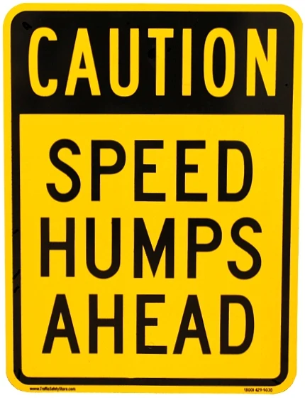 18\" x 24\", EG Reflective, \"Caution Speed Humps Ahead\" Sign