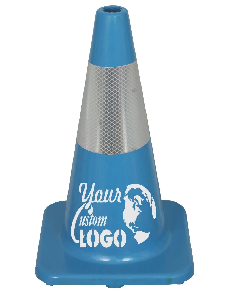 Solid Blue, 18\" Economy Cone with 6\" Reflective Collar with Single Color Graphic