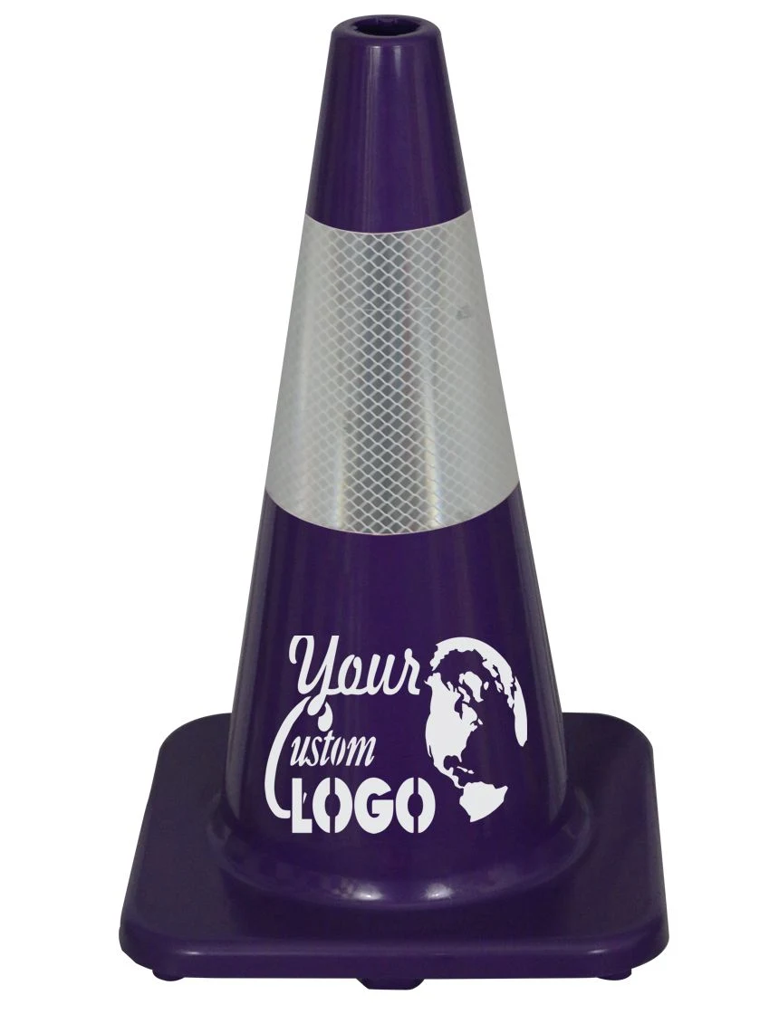 Solid Purple, 18\" Economy Cone with 6\" Reflective Collar with Full Color Graphic