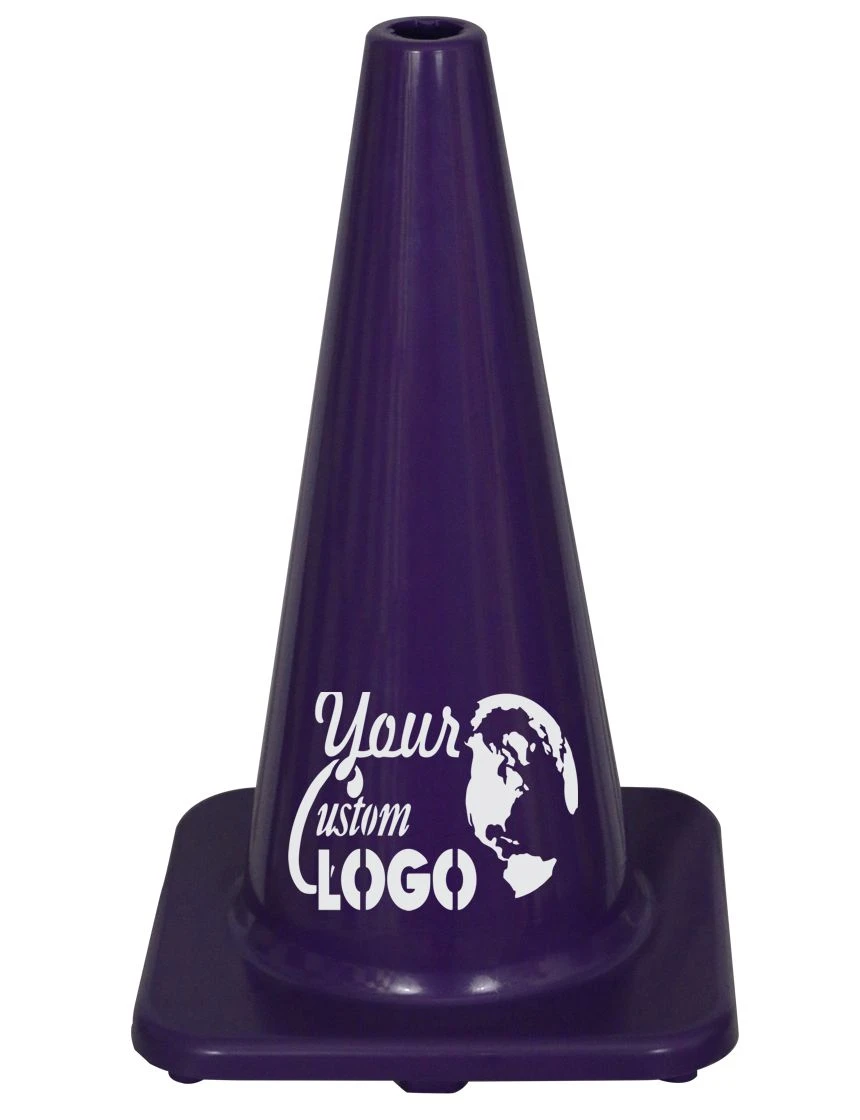 Solid Purple 18\" Economy Traffic Cone with Full Color Graphic