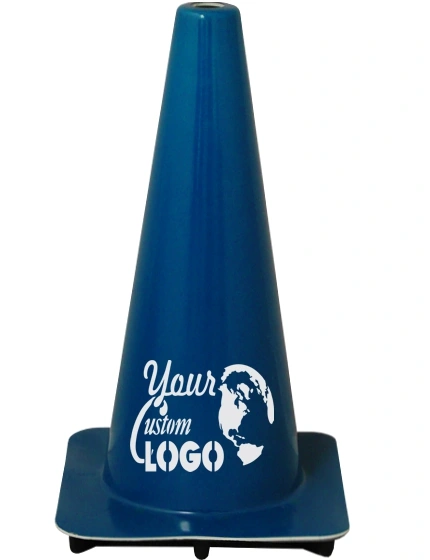 Blue 18\" Traffic Cone with Full Color Graphic