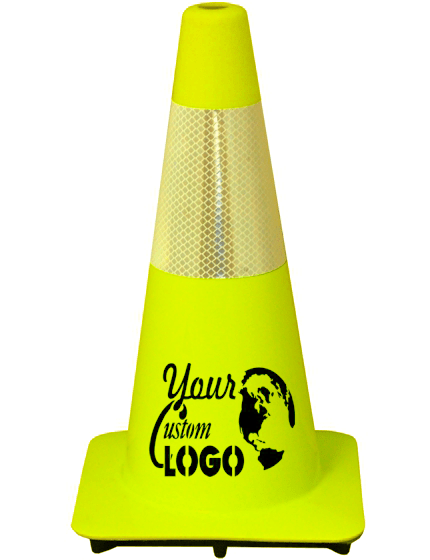 Lime 18\" Cone with 6\" Reflective Collar with Single Color Graphic