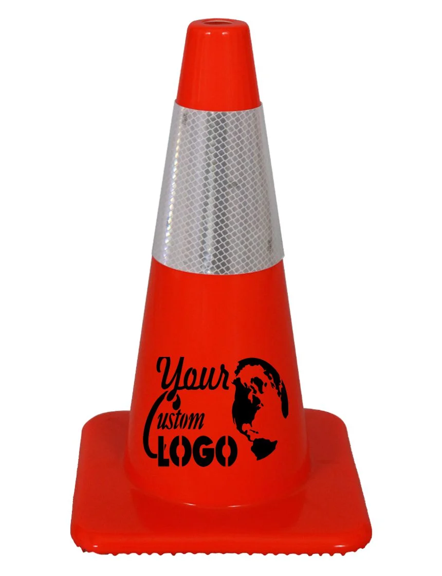 Orange 18\" Traffic Cone w/ 6\" Reflective Collar with Full Color Graphic