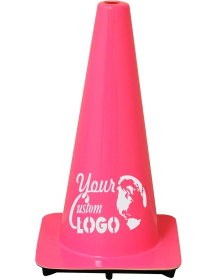 Pink 18\" Traffic Cone with Single Color Graphic