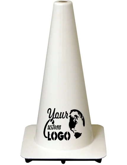 White 18\" Traffic Cone with Full Color Graphic