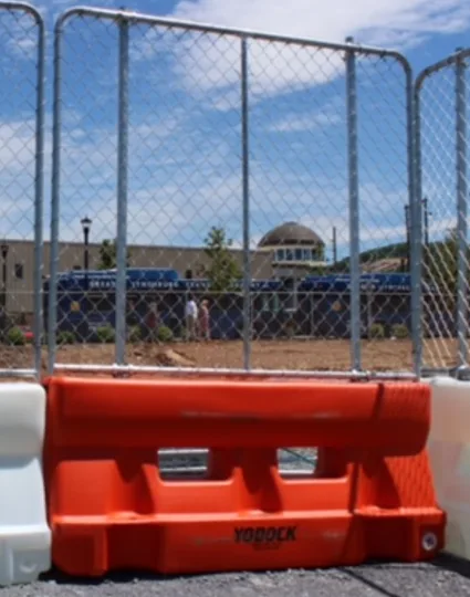 Orange Yodock 2001MB Barricade with Fence Panel