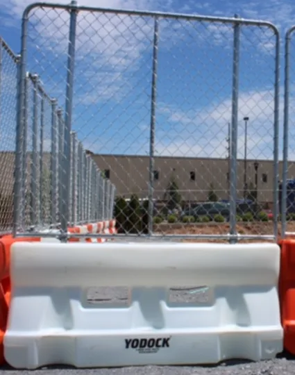White Yodock 2001MB Barricade with Fence Panel