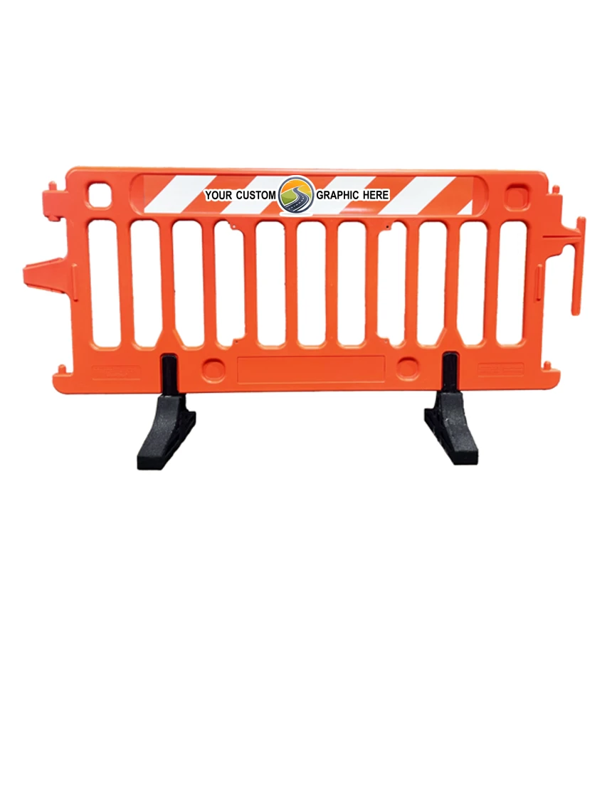 6\u0027 Long x 39 1/2\" Tall, Plasticade Crowdcade™ Crowd Control System, Orange with EG Sheeting on One (1) Side with Full Color Custom Graphic 