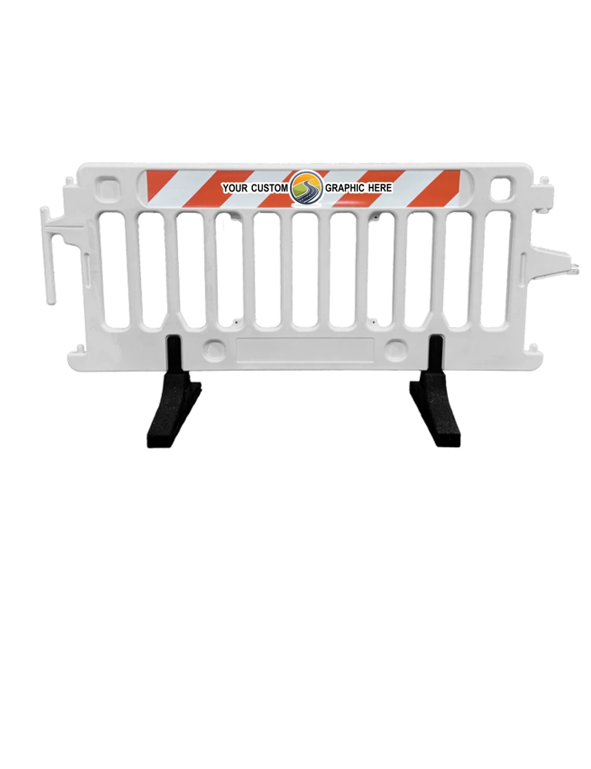 6\u0027 Long x 39 1/2\" Tall, Plasticade Crowdcade™ Crowd Control System, White with EG Sheeting on One (1) Side with Full Color Custom Graphic 