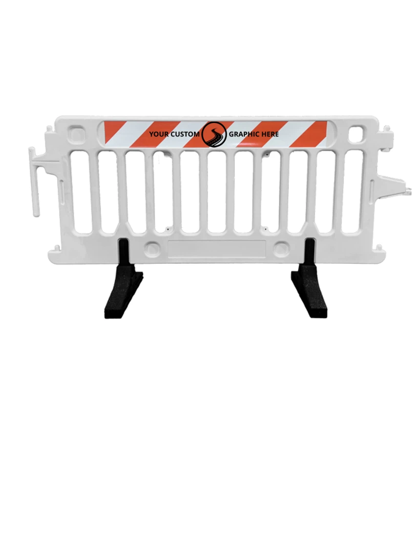 6\u0027 Long x 39 1/2\" Tall, Plasticade Crowdcade™ Crowd Control System, White with EG Sheeting on One (1) Side with Single Color Custom Graphic on Both Sides (2X)