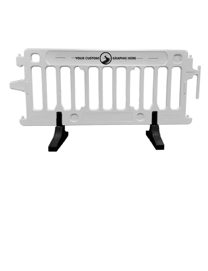 6\u0027 Long x 39 1/2\" Tall, Plasticade Crowdcade™ Crowd Control System, White with Single Color Custom Graphic on Both Sides (2X)