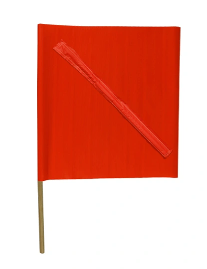 24\" x 24\" Red Flag with 36\" Staff and No-Foul Batten sewn in