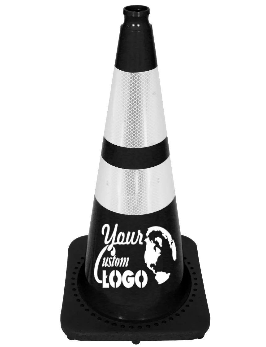 Black 28 inch 7 lbs JBC Cone with 6\" \u0026 4\" Reflective Collars with Full Color Graphic