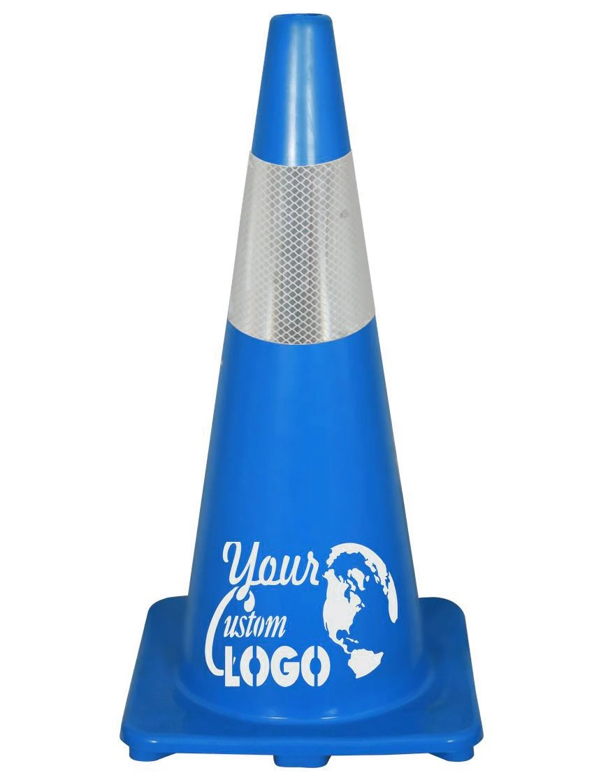 Solid Blue, 28\", 5 lbs, Economy Cone with 6\" Reflective Collar with Single Color Graphic