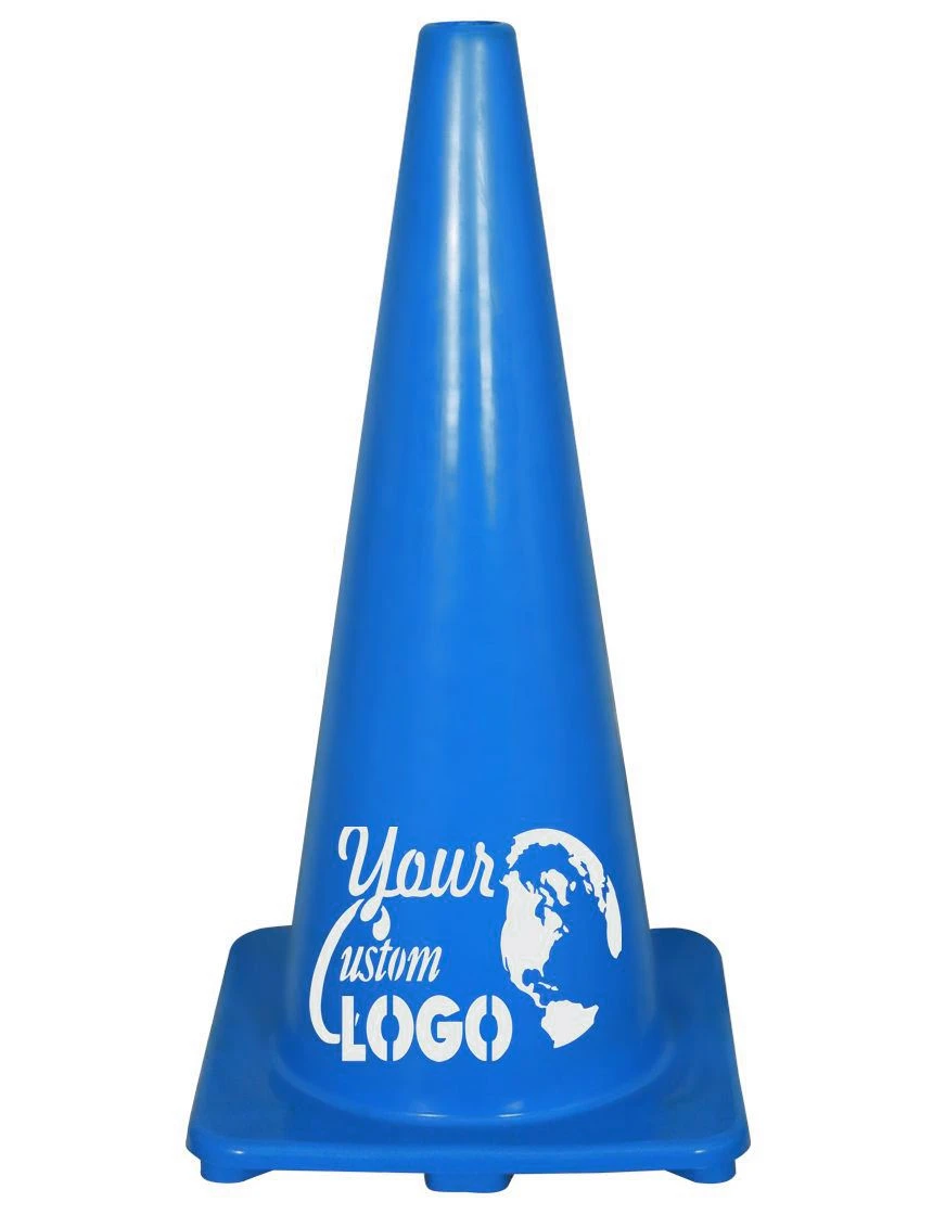 Solid Blue, 28\", 5 lbs, Economy Cone with Full Color Graphic