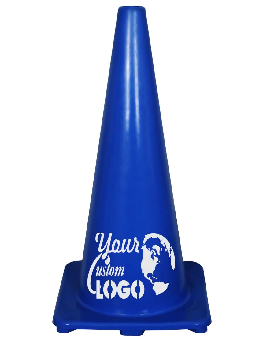 Solid Blue, 28\", 5 lbs, Economy Cone with Single Color Graphic