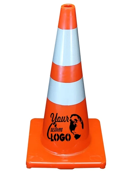 Solid Orange, 28\", 5 lbs, Economy Cone w/6\" \u0026 4\" Reflective Collars with Single Color Graphic