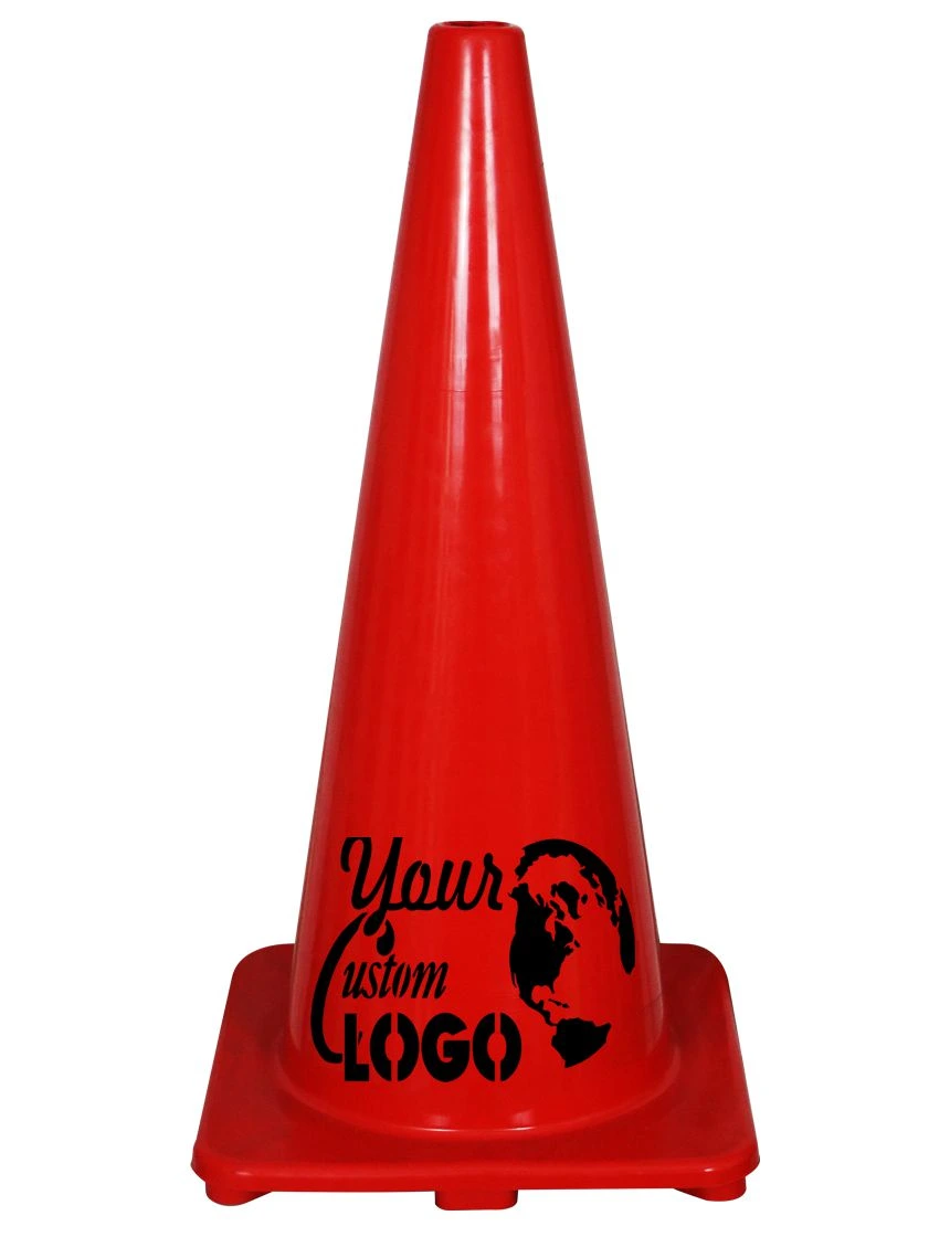 Solid Red, 28\", 5 lbs, Economy Cone with Single Color Graphic
