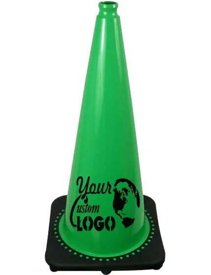 28 inch Green 7 lbs Traffic Cone with Single Color Graphic