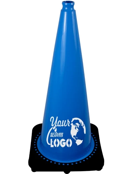 28 inch Light Blue 7 lbs Traffic Cone with Single Color Graphic