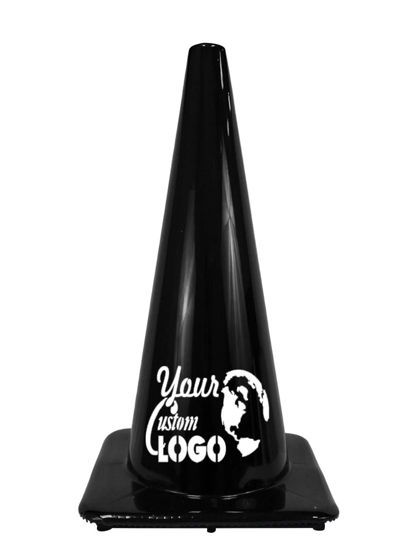 Black, 28\", 7lb, Traffic Cone with Full Color Graphic