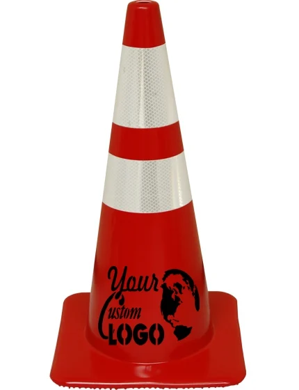 Red 28\" Cone with 6\" \u0026 4\" Reflective Collars with Single Color Graphic