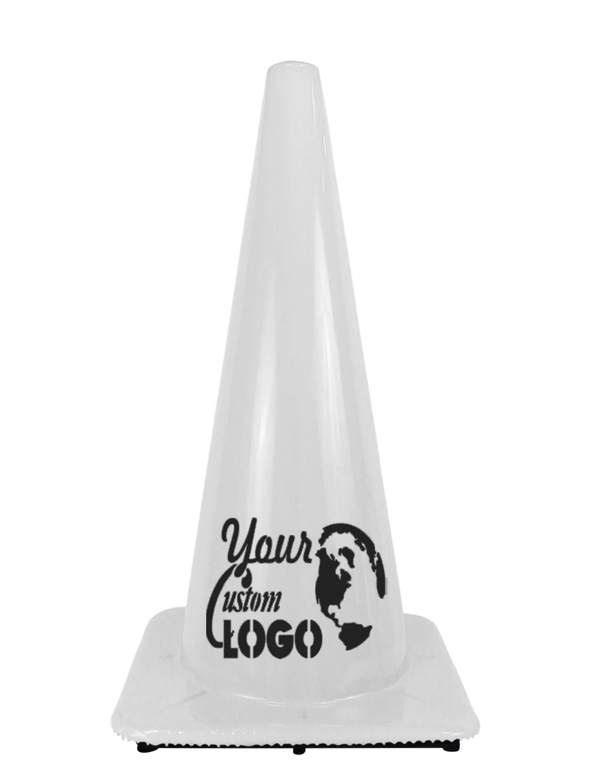 White 28\" 7 lbs Traffic Cone with Full Color Graphic
