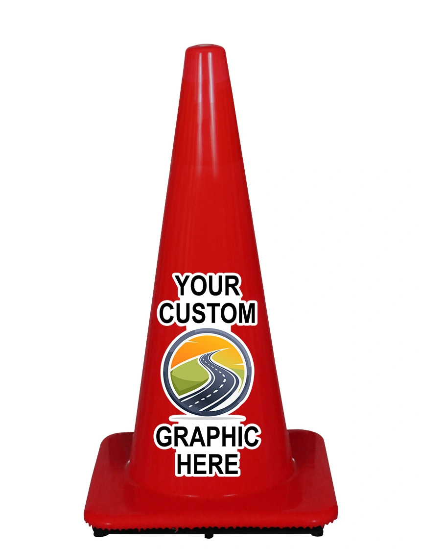 Red 28\" 7 lbsTraffic Cone w/ Full Color Graphic