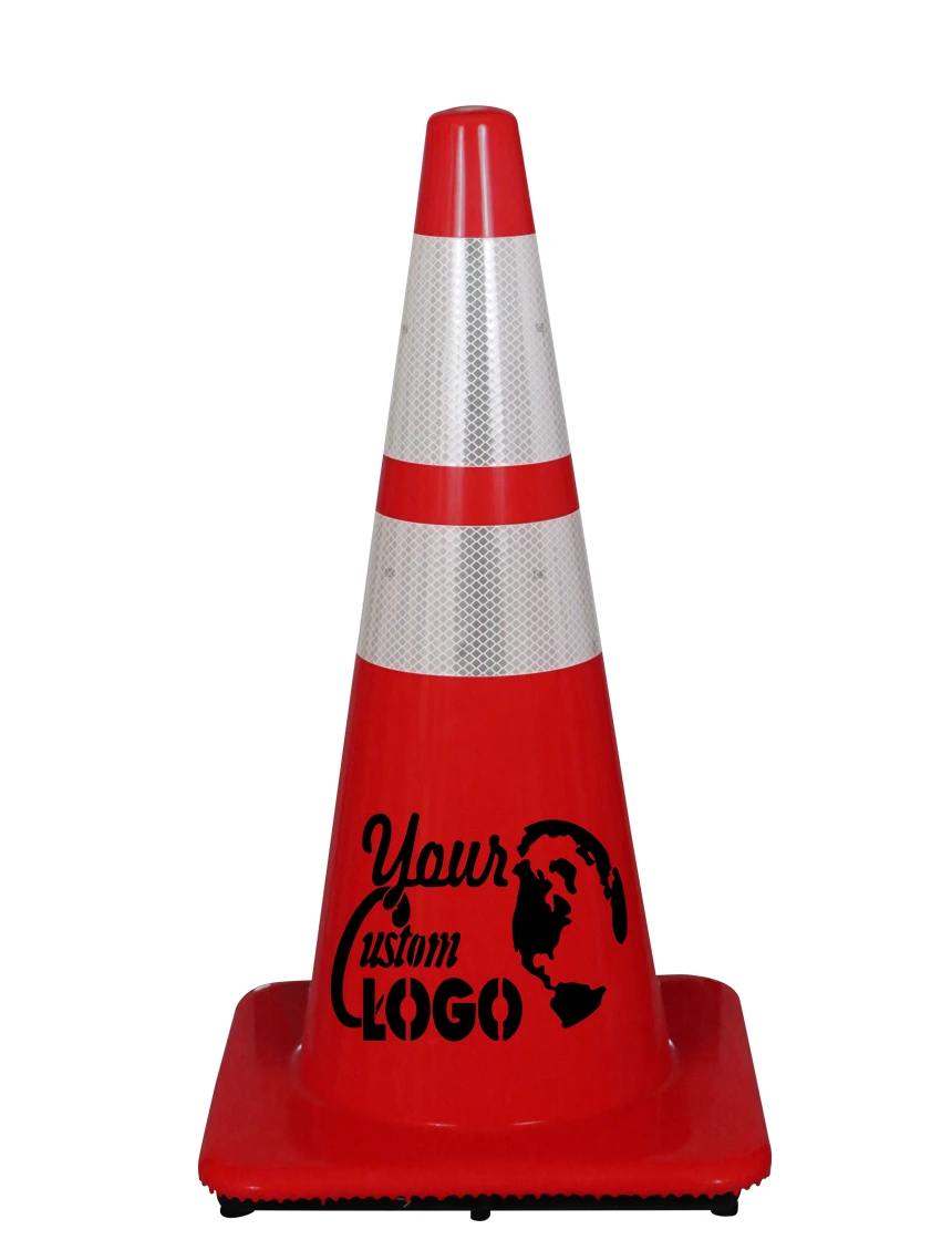 Red 28\" Cone w/ 6\" \u0026 4\" Reflective Collars w/ Single Color Graphic