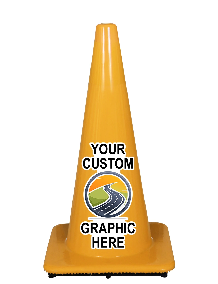Yellow 28\" 7 lbsTraffic Cone w/ Full Color Graphic