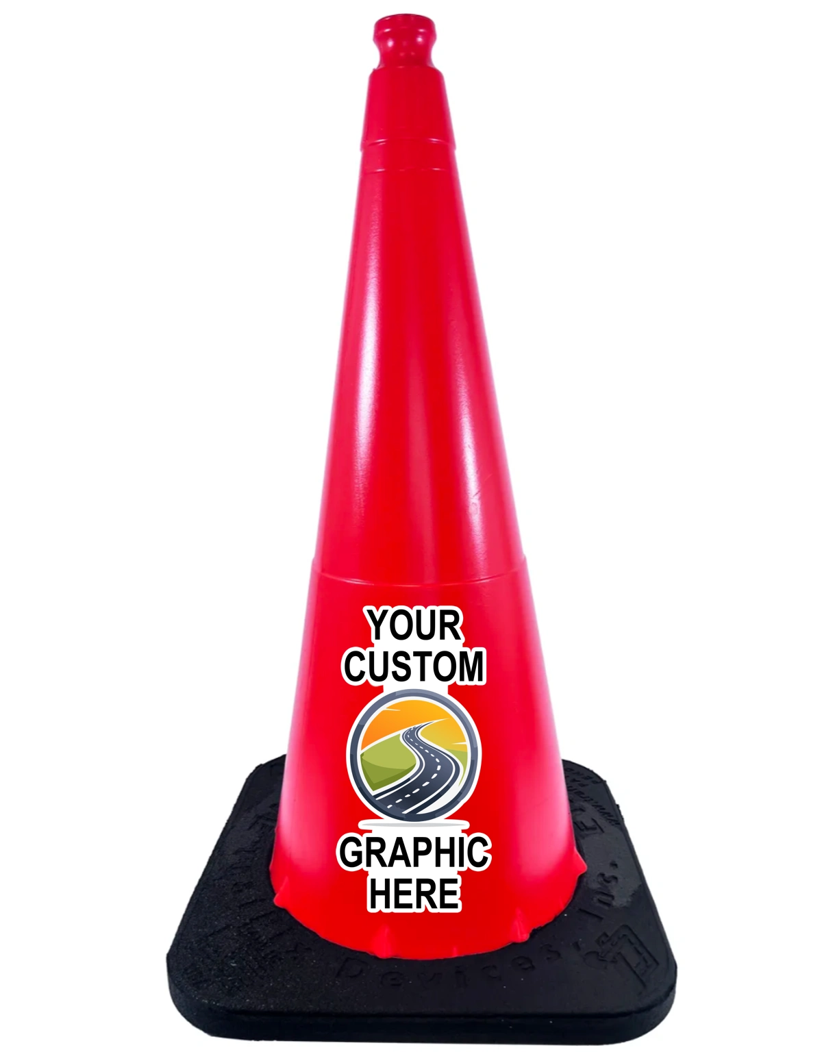 28\", 7.0 Lb., Traffix Devices Enviro-Cone® Traffic Cone, Orange with Full Color Custom Graphic