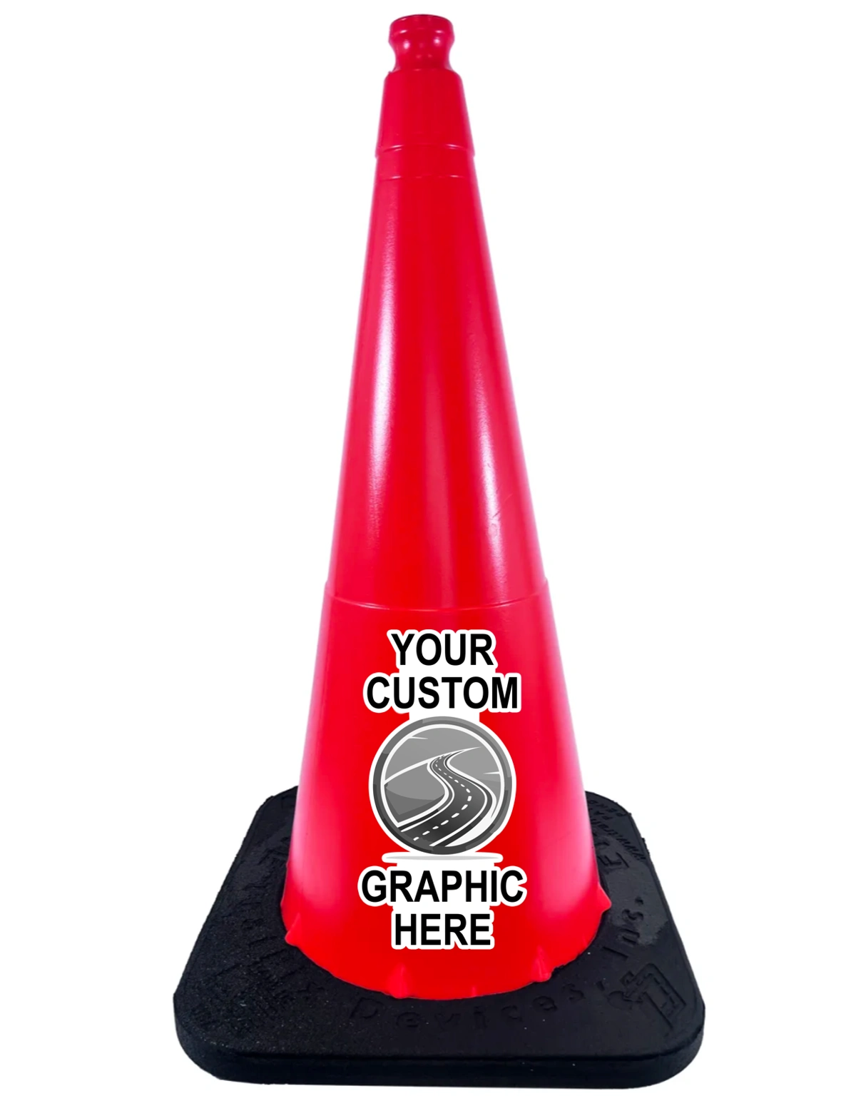 28\", 7.0 Lb., Traffix Devices Enviro-Cone® Traffic Cone, Orange with Single Color Custom Graphic