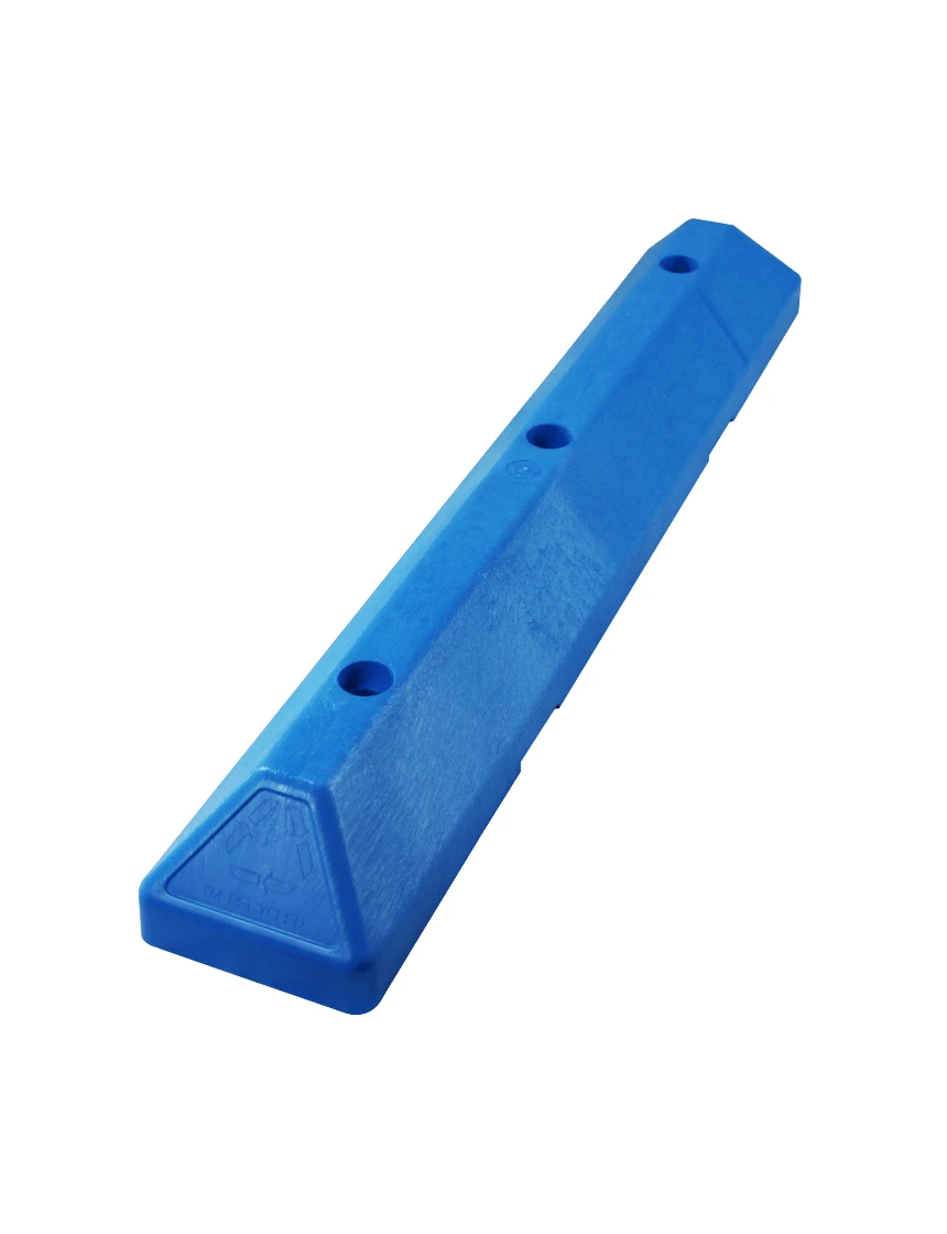 3 foot Blue Recycled Plastic Commercial Parking Block with 14\" Galvanized Rebar Steel Spikes