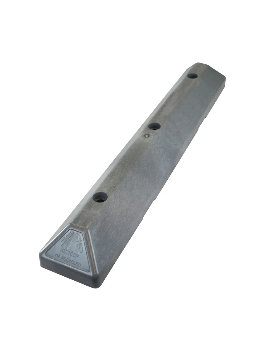 3 foot Gray Recycled Plastic Commercial Parking Block with 14\" Galvanized Rebar Steel Spikes