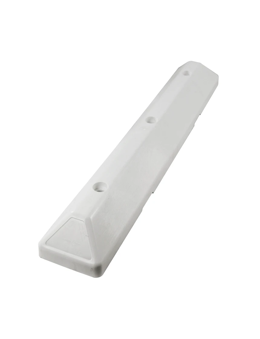 3 foot White Recycled Plastic Commercial Parking Block with 14\" Galvanized Rebar Steel Spikes