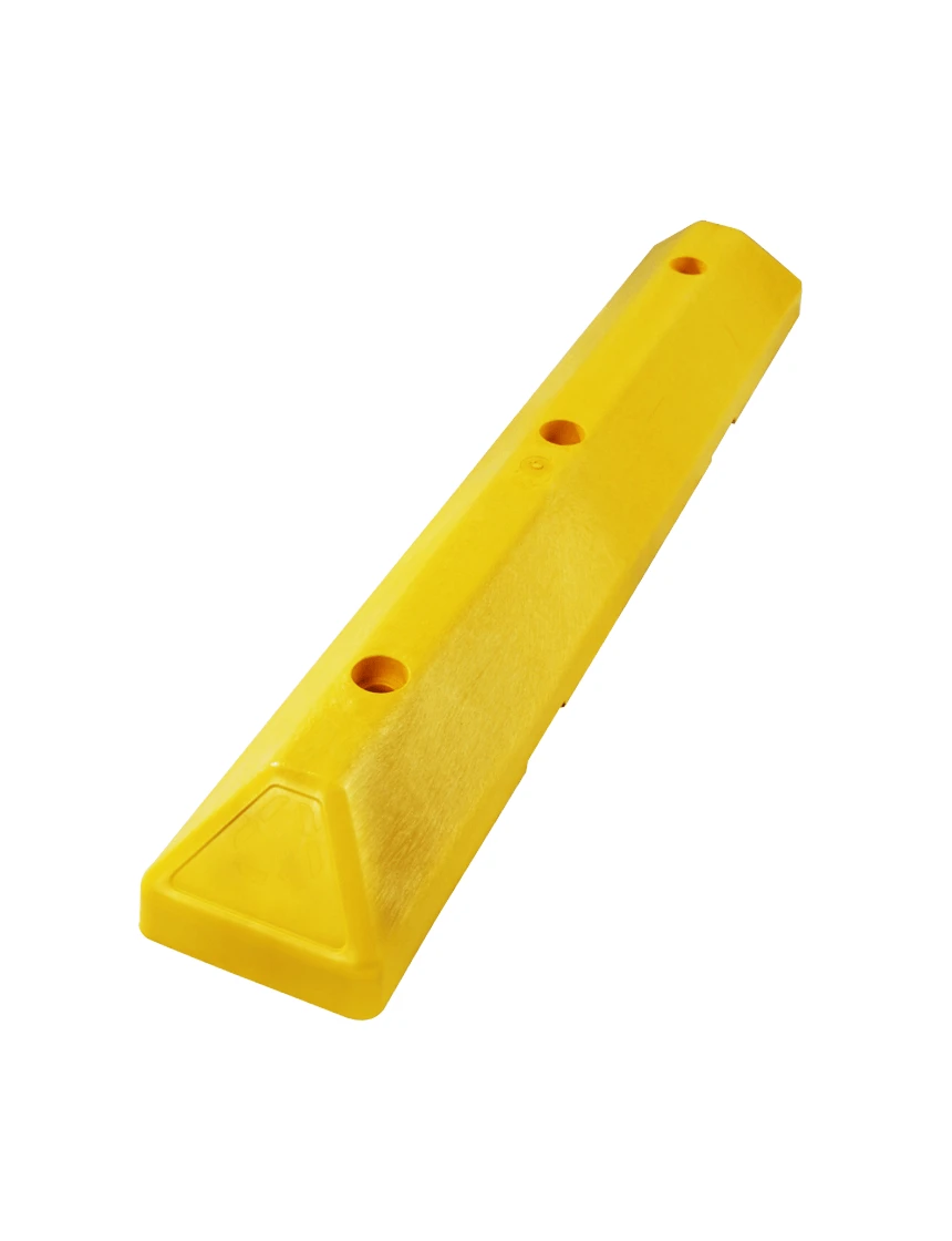 3 foot Yellow Recycled Plastic Commercial Parking Block with 14\" Galvanized Rebar Steel Spikes