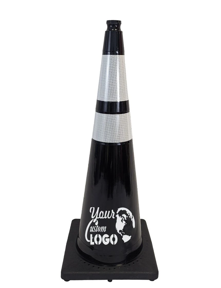 36 in black traffic cones with Full Color Graphic